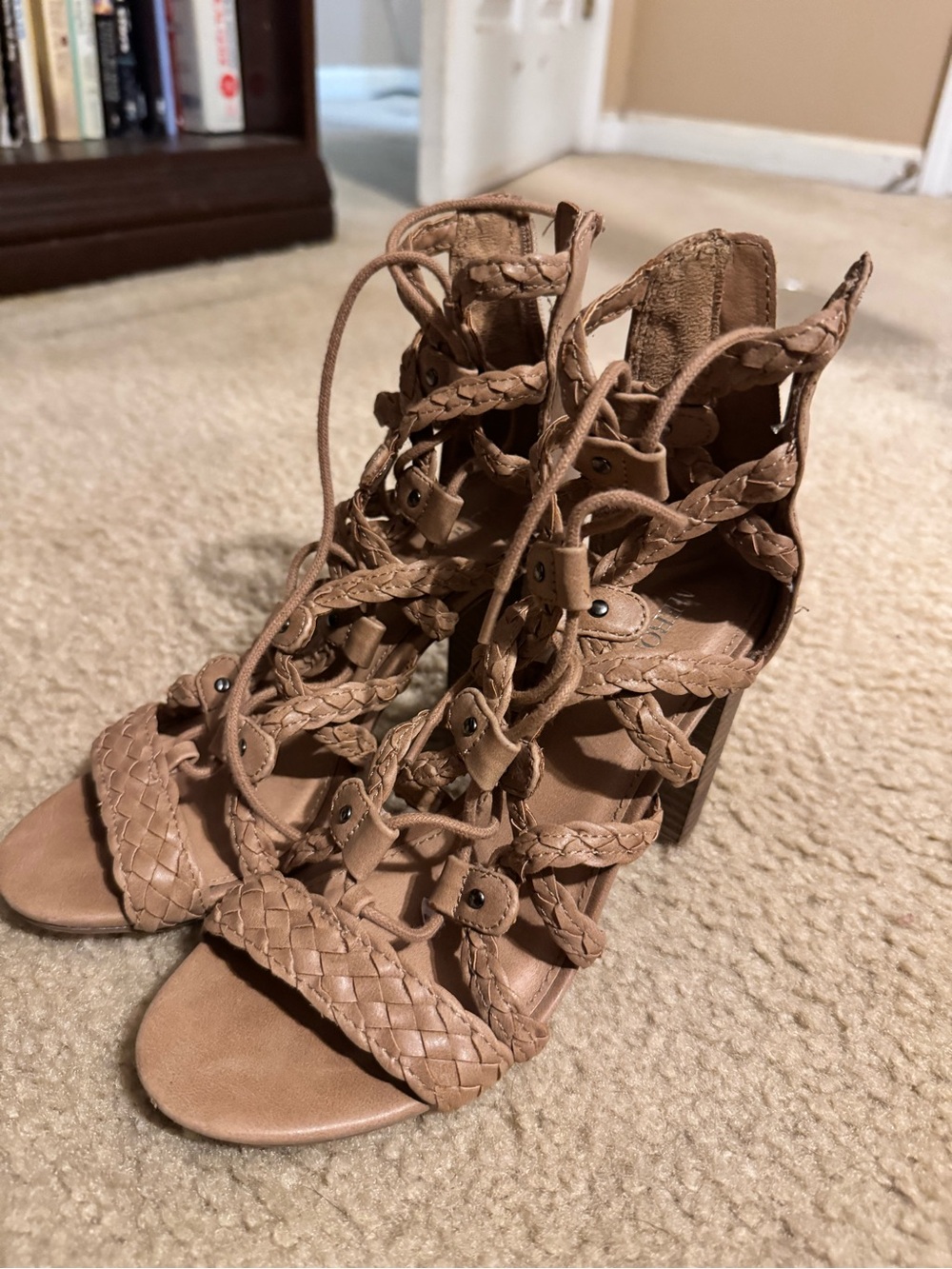 Merona Braided Lace-Up Tan High Heels
